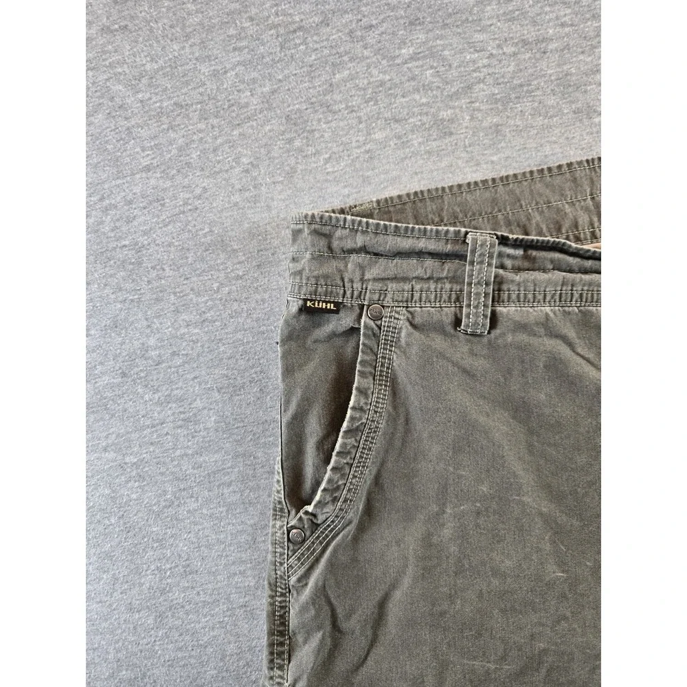 Kuhl Shorts Men's 34 Olive Ramblr Vintage Patina Dye Cargo Hike Climb Camp‎ 10" - Picture 14 of 16